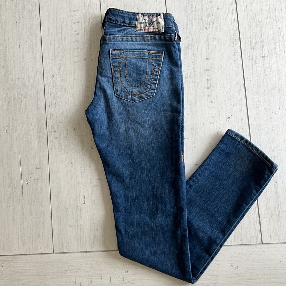 True Religion World Tour Section Skinny Low Waist Skinny Denim Jeans Size 27 Y2K